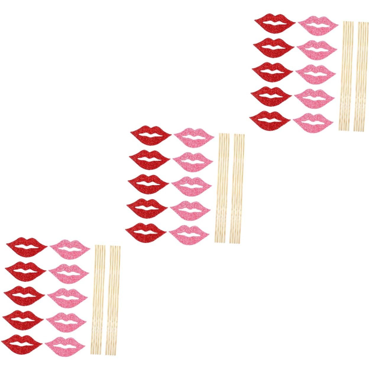 3 Sätze Teiliges Lippen Foto Requisiten Glitzernde Handgehaltene Party Dekoration Lustige Fotokabine Accessoires Für Hochzeit Geburtstag Und Familienfeier 40 Stück * 3