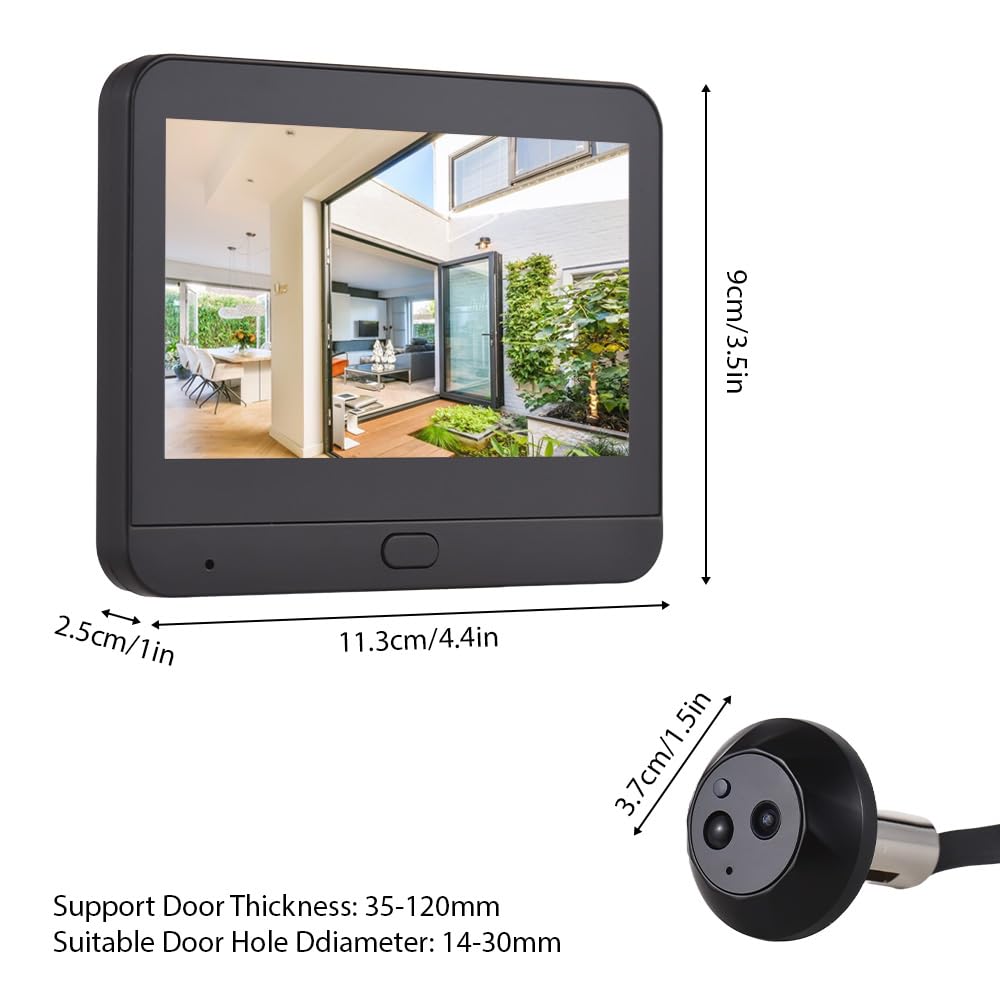 Timbre con vídeo WiFi para cámara de Mirilla de apartamento Pantalla a Color de 4,3 Pulgadas Aplicación Smart TY 1080P PIR Detección de Movimiento Cámara de Alarma Visualización