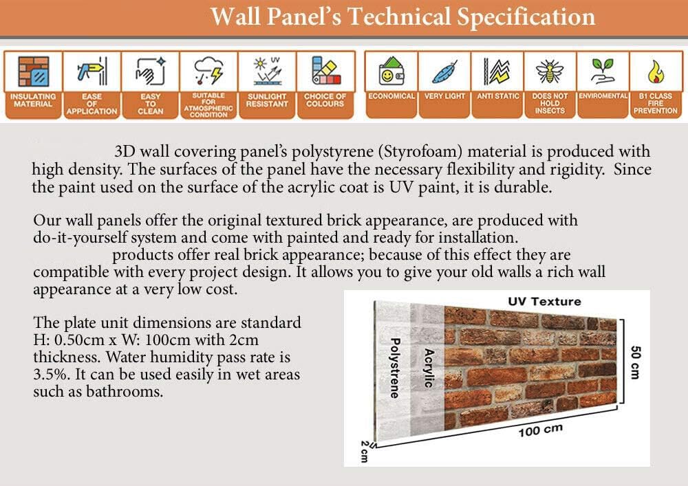 Panel de pared 3D, 5 unidades, 2.5 m², 26.91 pies cuadrados, panel de poliestireno con aspecto de piedra para cocina, baño, balcón, dormitorio, sala de estar, pared trasera de cocina y