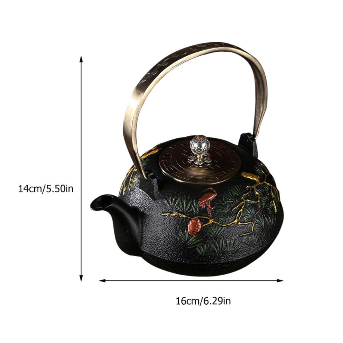 Théière en Fonte Rétro avec Infuseur, Bouilloire en Fer Noir sans Revêtement, Solide Infusion de Thé pour Usage Domestique