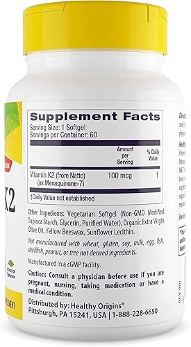 Vista 2 de Healthy Origins Vitamina K2 como suplemento MK-7, 100 mcg, 60