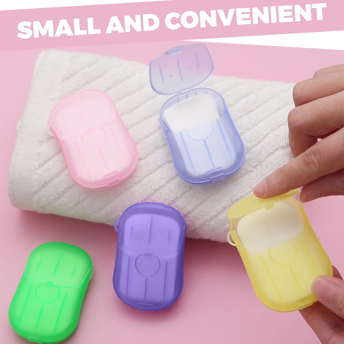 JEYORZY 5pcs Savon en Papier Jetable, Boîtes Soap Leaves, Multifonctionnel Savon Papier, Feuilles Savon Jetables, Feuilles Savon Papier Portables pour Les Voyages et Le Camping, Activités de Plein Air
