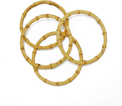 Miuco 4 PCS Round Bamboo Bag Handles Handmade Handbag Purse Making Handle Replacement for Handcrafted DIY Bags Accessories,6.69inch