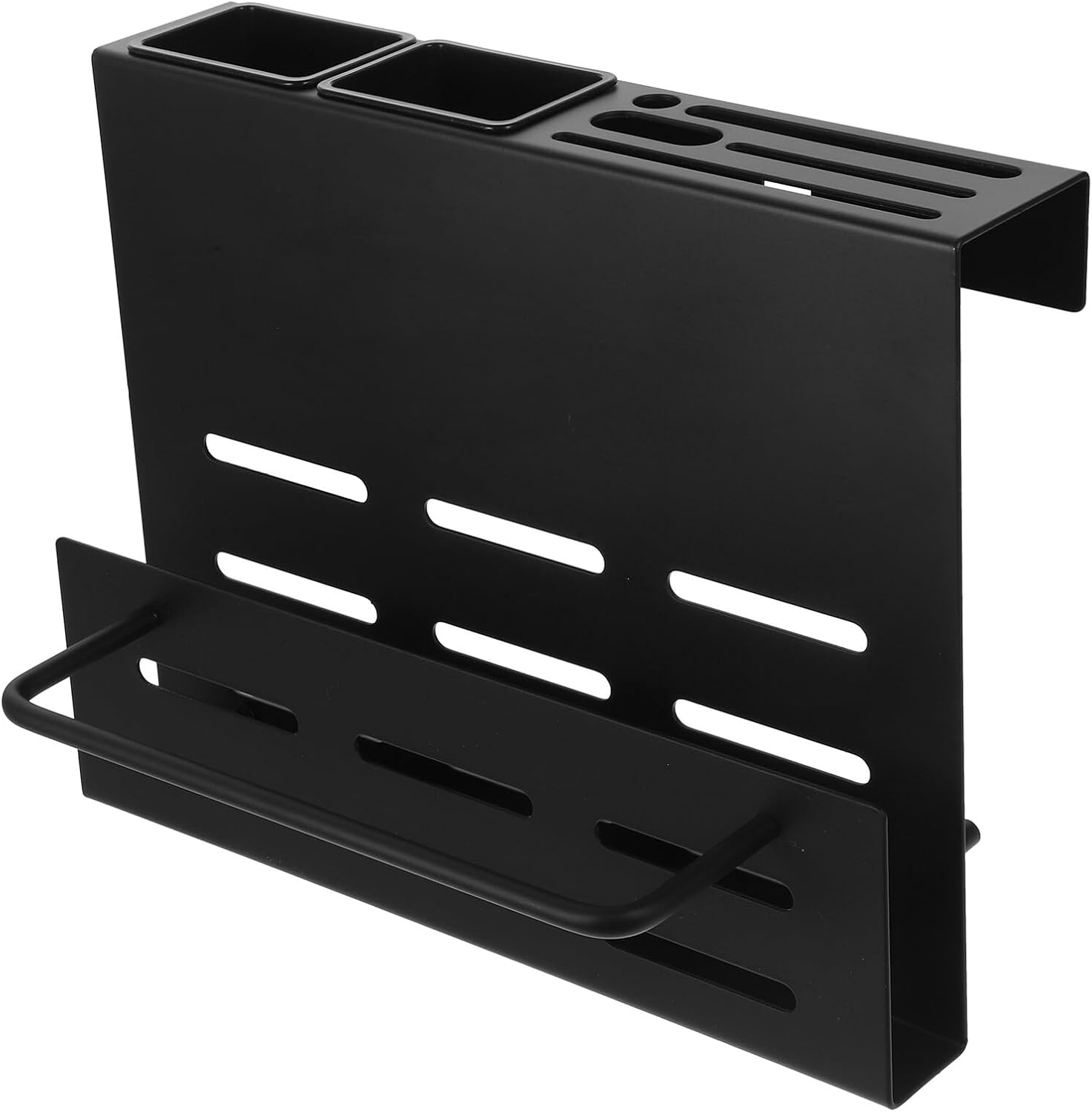 Uonlytech Wall Mount Utensil Holder and Knife Rack with Cutting Board Organizer, Black Multifunctional Kitchen Storage for Chopsticks and Kitchen Tools, Space-saving Wall Storage Solution