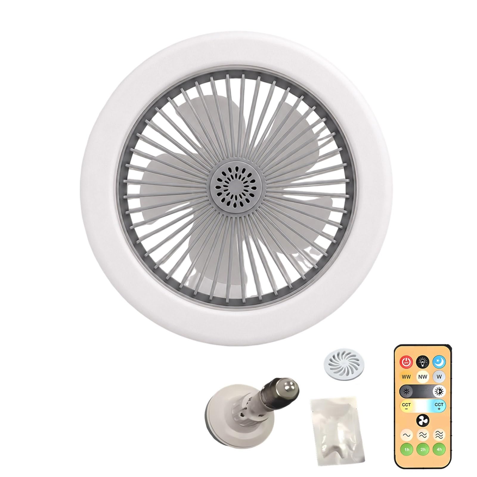 VEXYTRRON Screw-in Ceiling Fan Light, E27 Socket Fan with Remote Adjustment