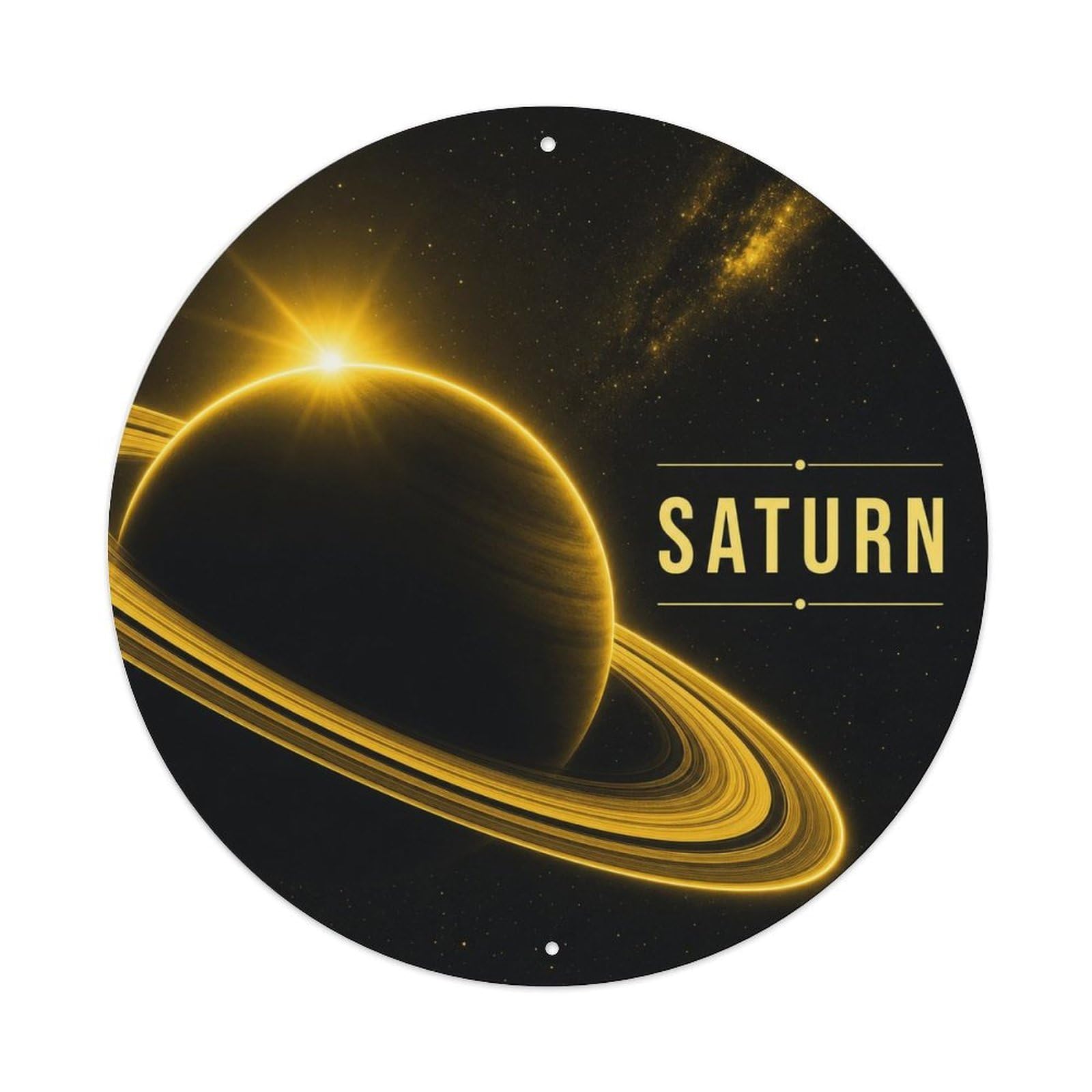 Celestial Retro Space Saturn Ring System Metal Tin Sign Plaque Wall Decor for Cafe, Man Cave, Club Bar, Office, Home Garden Round Metal Poster 8x8Inch