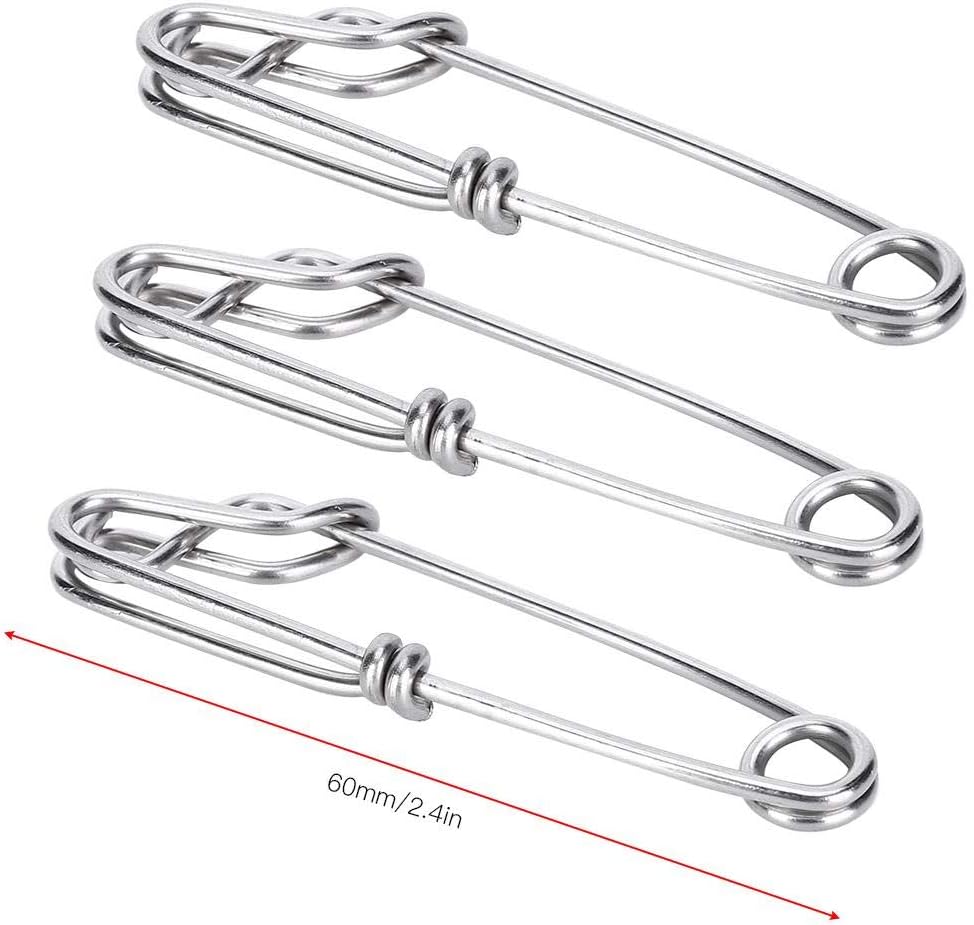 15PCS Tuna Clips, Stainless Steel Tuna Clips Longline Branch Hangers Snap Fishing Accessory Easy On/Off