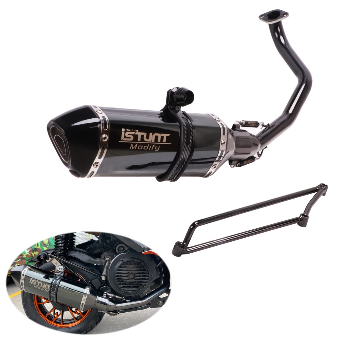 YOSAYUSA Motorcycle Exhaust Pipe System for GY6 Engine 125cc 150cc Scooter Moped ATV Header Muffler Baffle Silencer