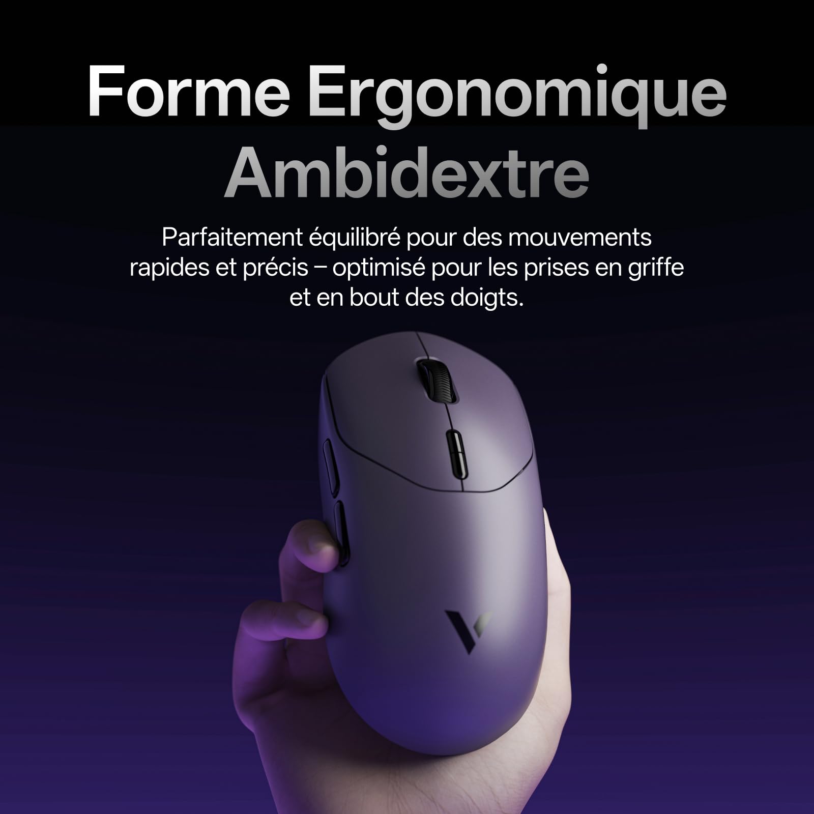 Rapoo VT2 Max Souris Gamer sans Fil, Capteur Optique 30K, Polling Rate Réel de 8000 Hz, Ultralégère 53g, 750 h d'autonomie, Jusqu'à 120 Millions de Clics, 10 Boutons Programmables avec Macros, Violet