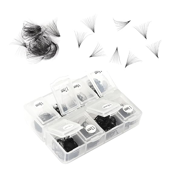 600 Fans 20D Curly Premade Eyelash Extensions 11-18mm Mixed Length Handmade Thin Base Pre-made Fan Clusters D Curly Loose Fan Design for Natural Volume (20D-0.05-D-11-18mm)
