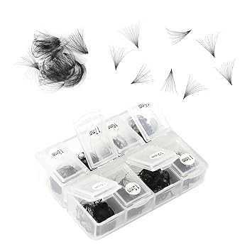 600 Fans 20D Curly Premade Eyelash Extensions 11-18mm Mixed Length Handmade Thin Base Pre-made Fan Clusters D Curly Loose Fan Design for Natural Volume (20D-0.05-D-11-18mm)