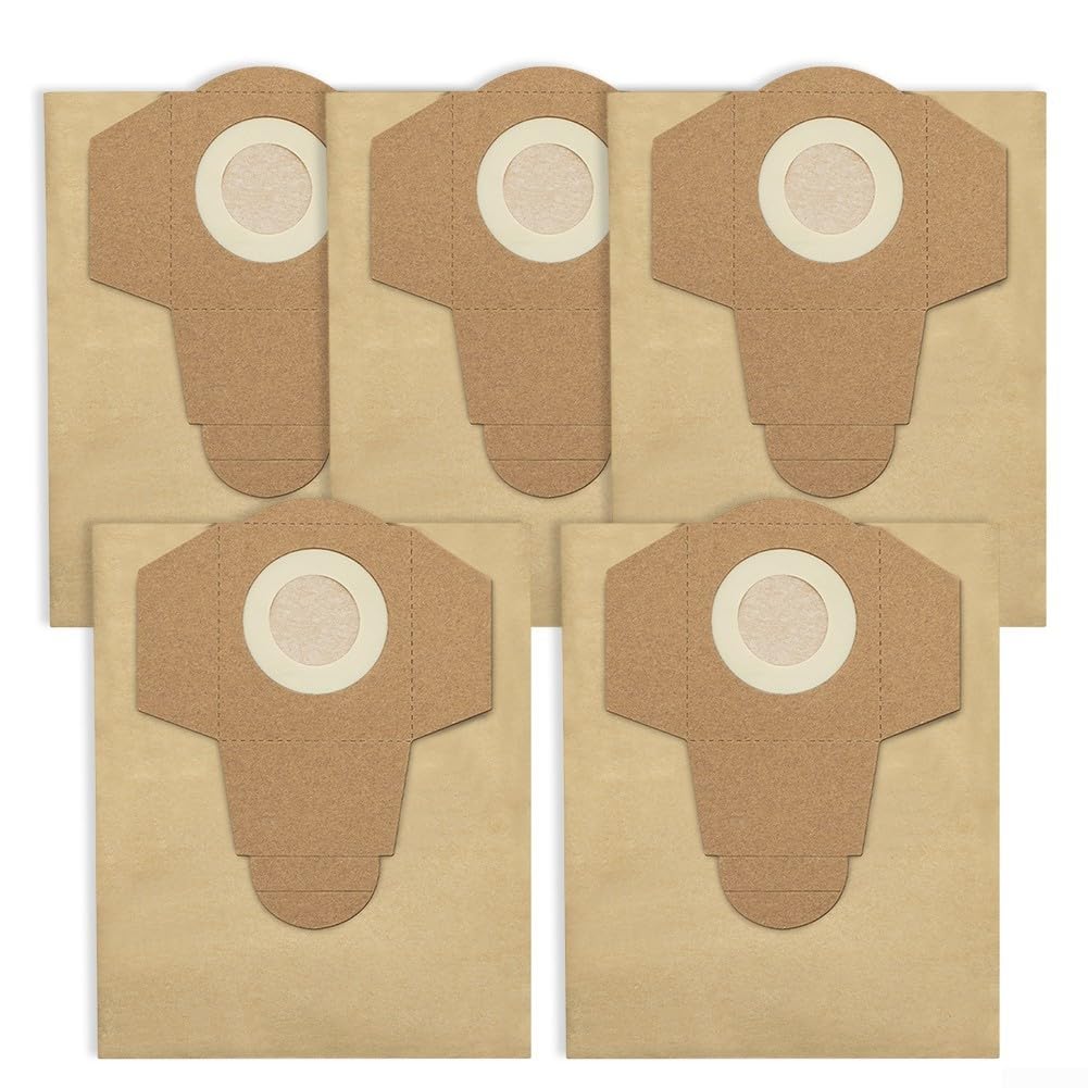 Sacchetti di ricambio per aspirapolvere, 20 l, per modelli a secco e umido, inclusi BT-VC 1250S, confezione da 5 sacchetti di carta progettati per filtrare efficacemente detriti e polvere