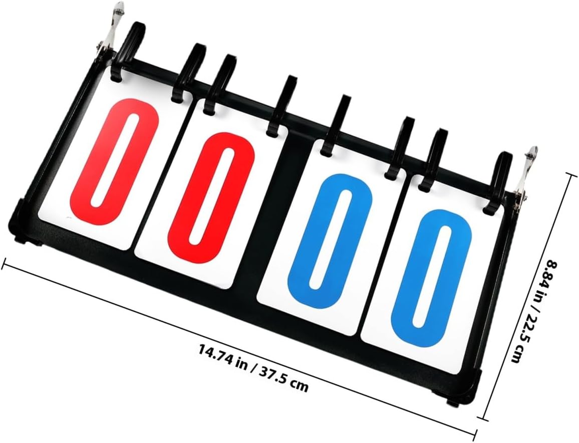 Multisport Portable Scoreboard Flip Counter Metal Frame Basketball Volleyball Tennis Badminton Scorekeeper with Clear Digit Display for Outdoor Games