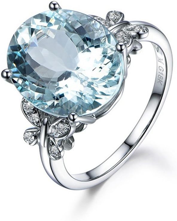 Meolin Rhinestone Butterfly Ring Natural Topaz Stone Crystal Engagement Ring Charm Gemstone Ring Women Jewelry, Sea Blue,Size 8