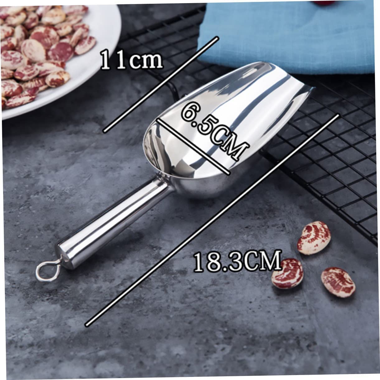 3pcs Fondo Piccolo Negozio Rotondo Tè Scooper Caramella di Metallo Per Flessibile In Acciaio Buffet Congelatore Pala Cubo Paletta Dessert Bar Patatine di Cereali Proteine Farina Addensato Dado Cucch