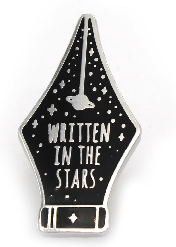 CompocoSpace Enamel Inspirational Pin Pen Nib with Stars and Galaxy for Space Lovers Written in The Stars