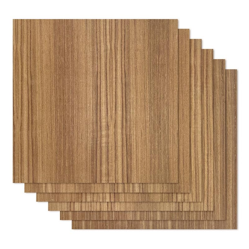 Proflex Teak Plywood 6 pcs, 1/8' x 12” x 12” Real Wood Plywood Sheets Premium “A” Grade with Smooth Sanded Finish, Perfect for Laser Cutting & Engraving, Crafts, and DIY Projects.