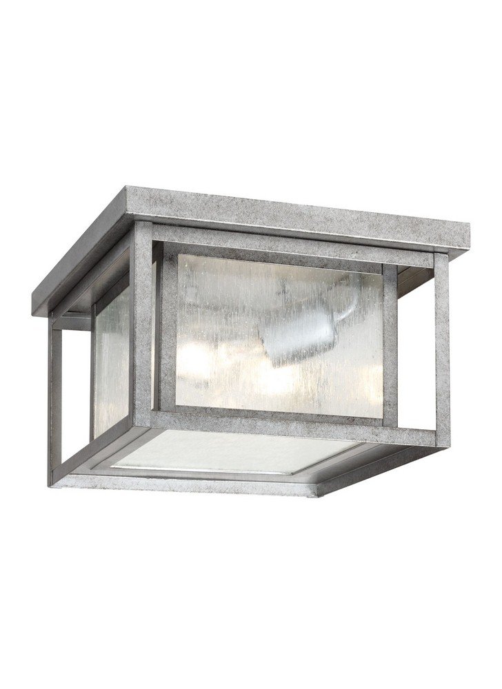 Sea Gull Lighting 78027-57 Hunnington Lámpara de techo de dos luces para exteriores con montaje empotrado para colgar lámpara moderna, acabado de peltre desgastado