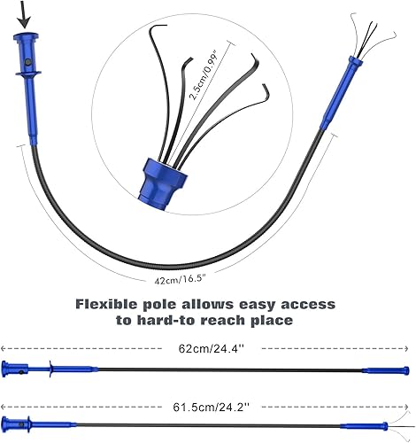 Miniatura 5 de Housolution Herramienta de agarre magnética de cuatro garras, recogedor de manguera flexible con luces LED, herramienta de agarre flexible y