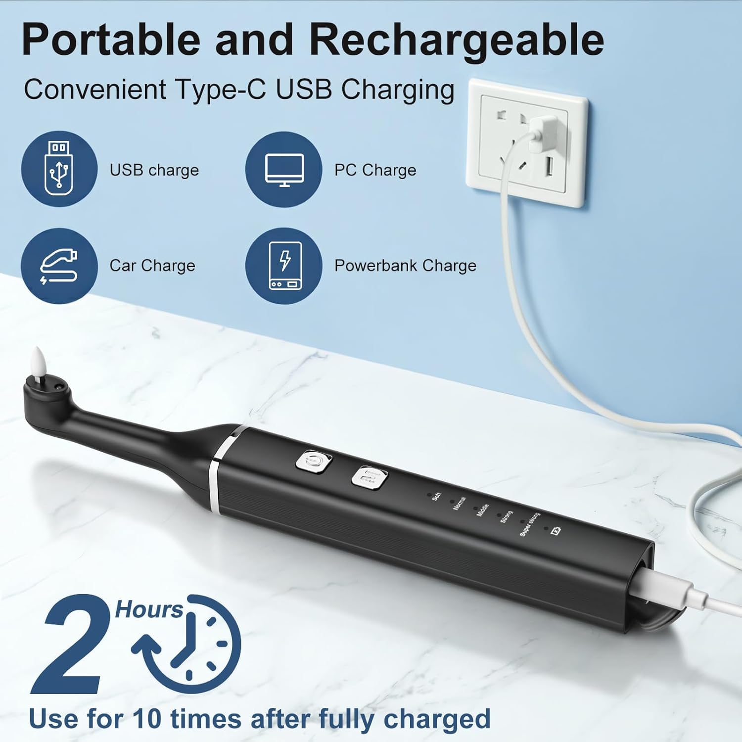 Set di Sbiancamento dei Denti, Kit per Pulizia dei Denti Elettrico,Lucidare Dopo la Pulizia,Sbiancamento, Riduce la Placca Nero