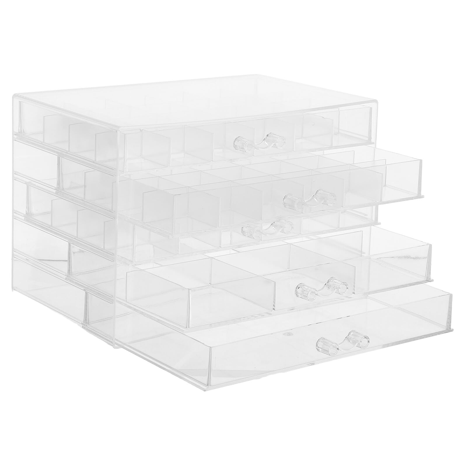 Uonlytech Organizzatore Orecchini in Plastica a 5 Strati con Cassetti | Trasparente, Capienza Ampia, Design Semplice e Raffinato, Struttura Impilabile per Ordine e Protezione