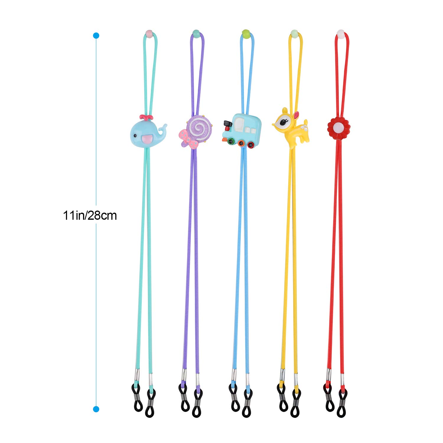 Hifot Laccio Occhiali Bambini 5 Pezzi, Regolabile Cinturino Catena Occhiali Sole, Perline Catenine cordini Occhiali Lettura per Sport