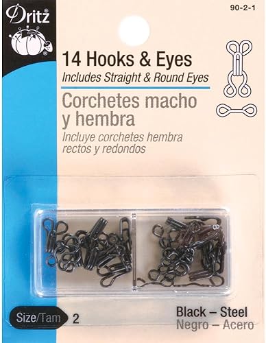 Dritz Ganchos y Ojos, Talla 2, Negro