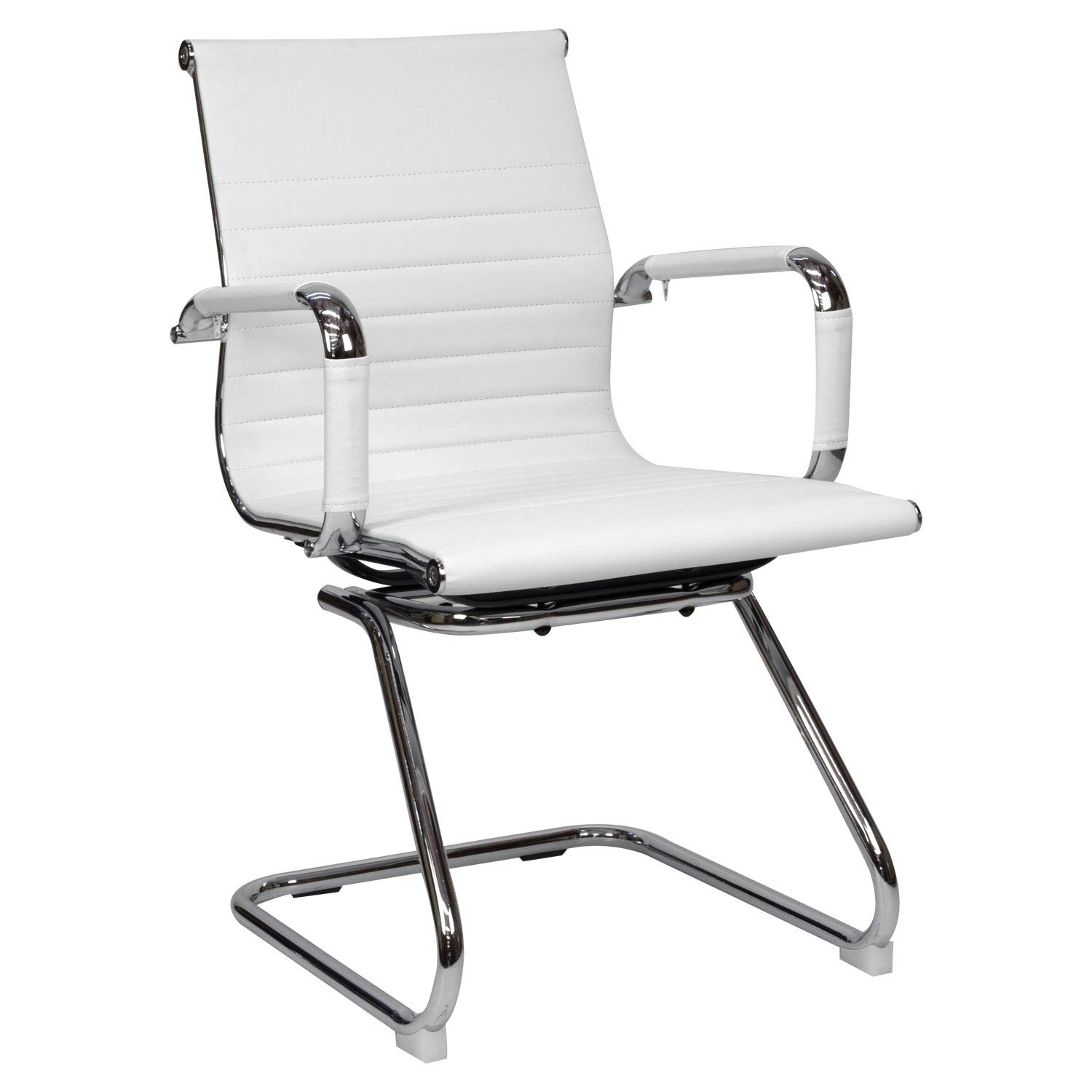 Cashoffice - Silla de Confidente - Silla de Oficina Ergonómica Símil Piel (Blanco)