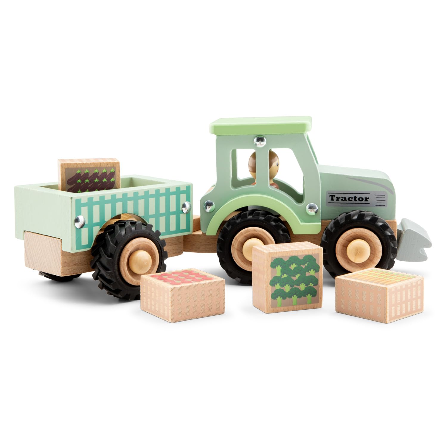 Woet® Set Veicoli da Costruzione Giocattolo in Legno per Bambini - 3 Pezzi - Gioco di Piccolo Mondo - Giocattolo di Imitazione - A Partire da 2 Anni