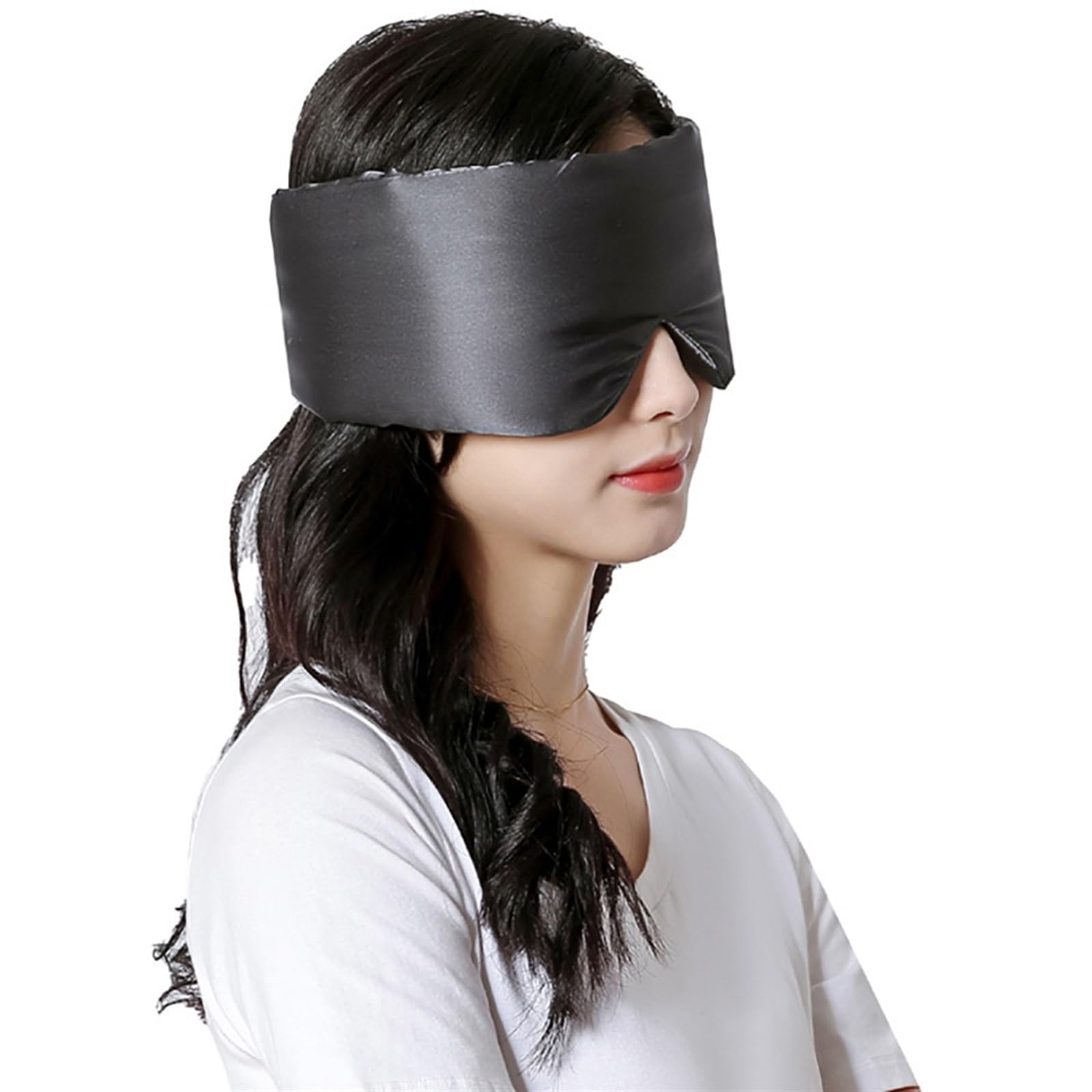 Máscaras para dormir Zero Eye Pressure Blackout pa Máscara de seda for ojos, ultra suave, agradable for la piel, máscara for dormir, tela de seda pura natural(Black)