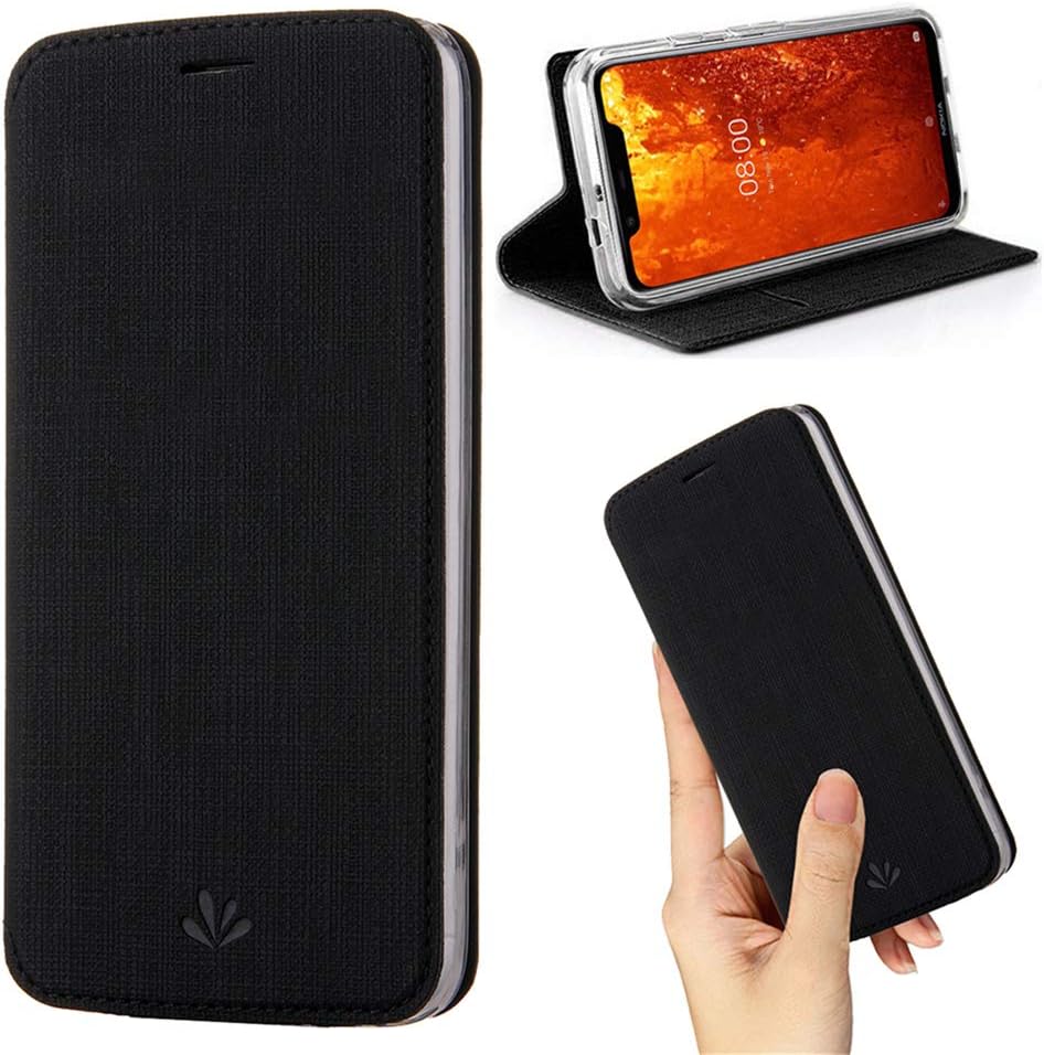 weier Flip Case for Nokia 8.1,Premium Thin Case Wallet with Card Holder Stand Design Clear TPU Bumper Full Body Protective Leather phone Cover for Nokia 8.1 (1Black)
