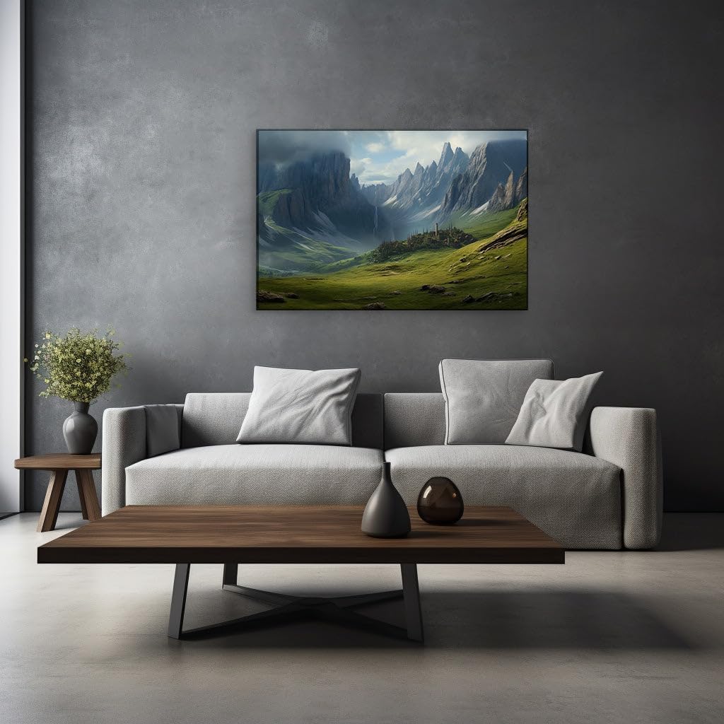 Canvas for Living room. Whispers of Serenity: Enchanting Valley Oasis Unveiled, 27 x 18 inch Canvas Wall Art - Contemporary Masterpieces - Modern Home Decor