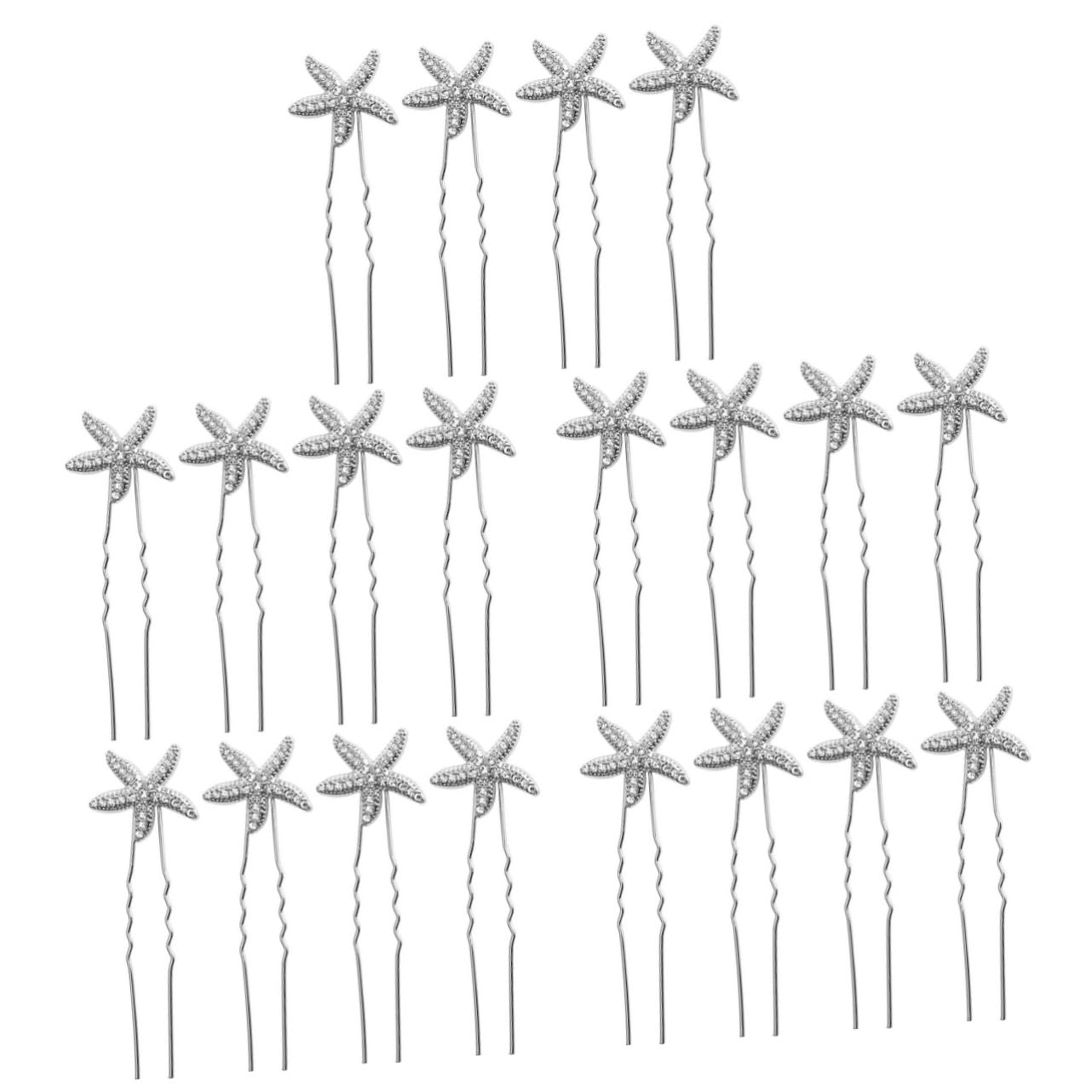 Didiseaon Juego De 5 Horquillas Para El Pelo De Boda Con Forma De Estrella Plateada Y Accesorio Para El Pelo Para Novia Para Fiesta En La Playa Aniversario 4 Unidades X 5