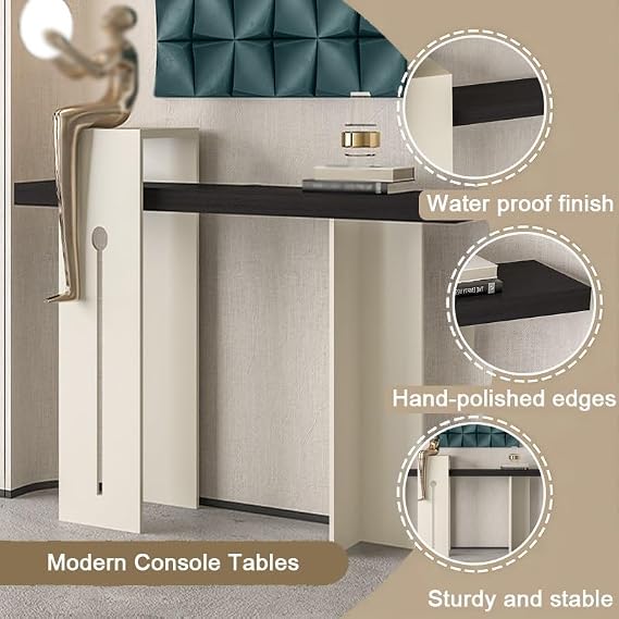 Console Table, Narrow Wood Accent Desk, Modern Decorative Hallway Table For Entrance Living Room Hallway(White,100x30x80cm)