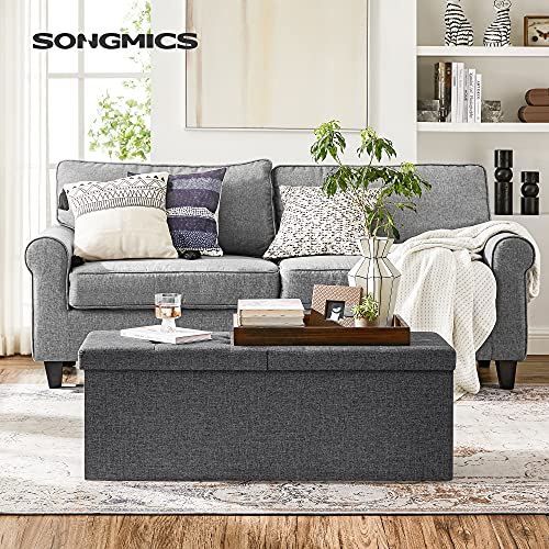 Image of SONGMICS 43.3 Inches Storage Ottoman, Foldable Bench with Flipping Lid