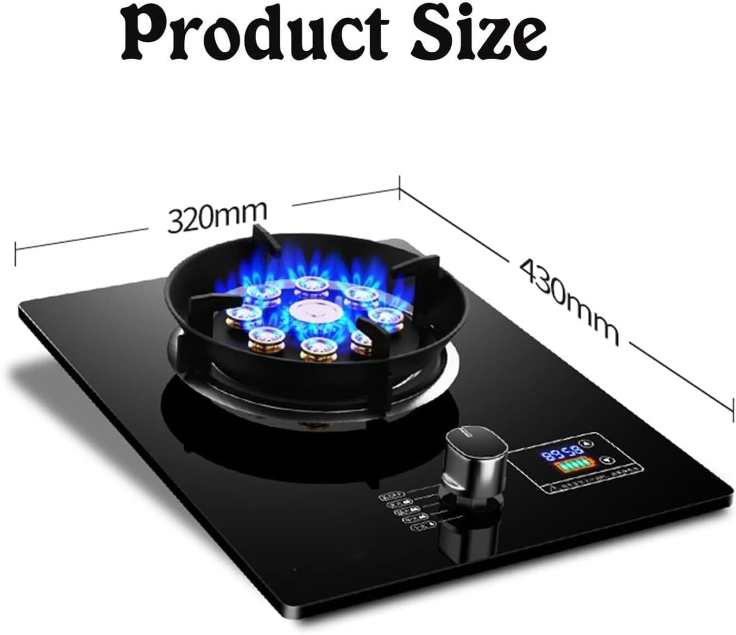 Indoor Portable Gas Stove - 5.2KW Camping Gas Cooker Stove, Desktop And Recessed Installation Gas Cooker, Portable Single Burner, Caravan Outdoor Party Black Glass Cooktop(LPG)