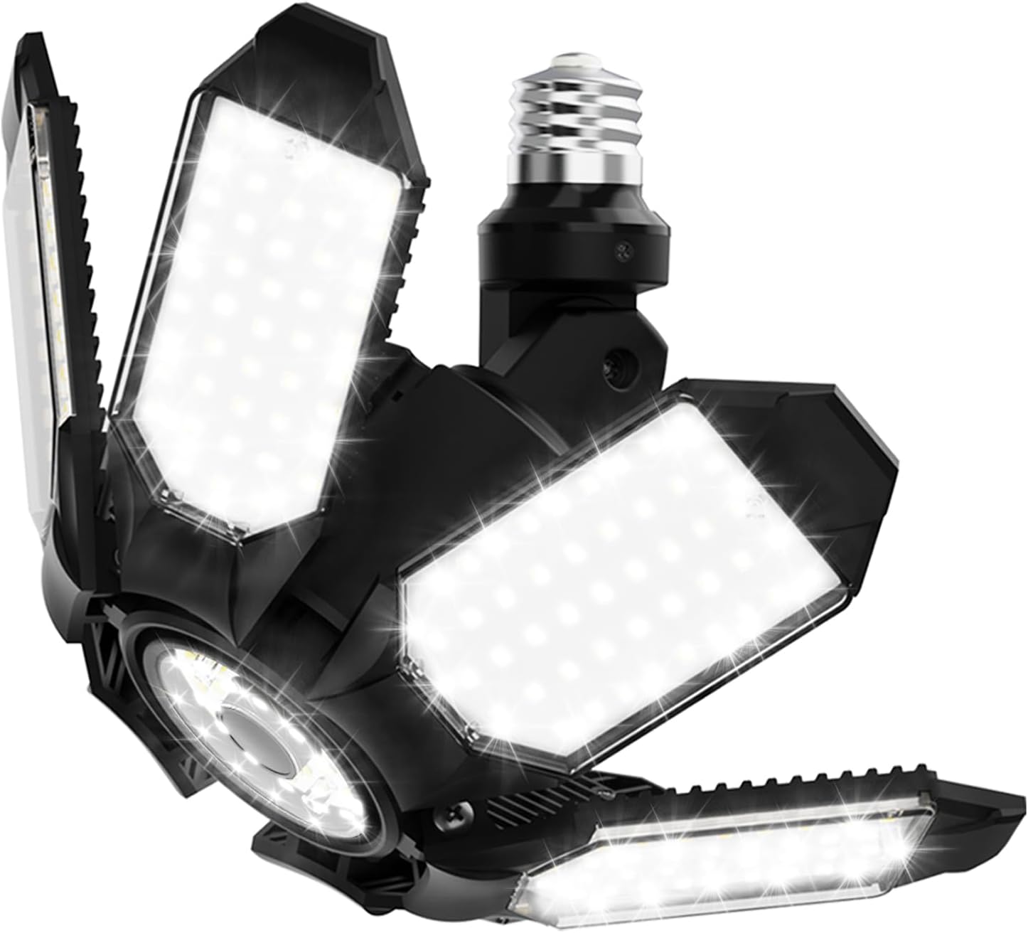 Adiding LED Garage Light Rotatable, Bright Basement Shop Ceiling Bay Lighting Fixture w/ 6 Adjustable Panels Screw in E26 E27 Bulb Base for Attic, Shed, Warehouse, Home Gym, Utility, Workshop Rotatable - 1 Pack