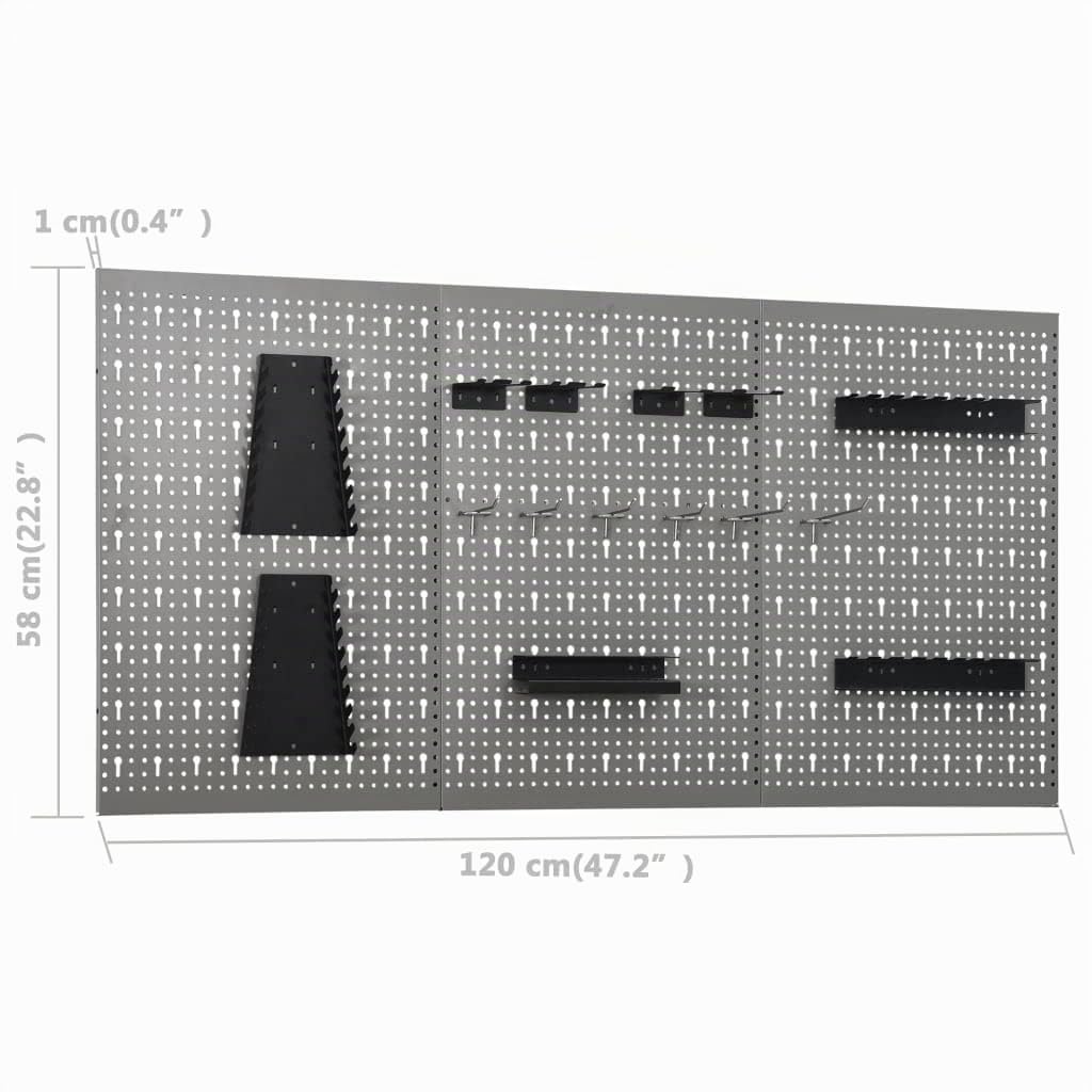 vidaXL Banco de Trabajo con Tres Paneles de Pared y Un Armario Garaje Superficie Grande Herramientas de Trabajo Mesa Estación Plataforma Estable