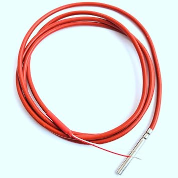2 Wire PT1000 Temperature Sensor Thermistor Silicone Coated 1.5Meters Probe 45mm x 5mm -50-180 Centigrade RTDs