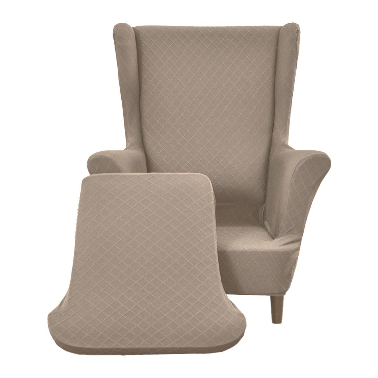 Housses de fauteuil avec oreilles élastiques cachi et revêtement extensible 2 pièces