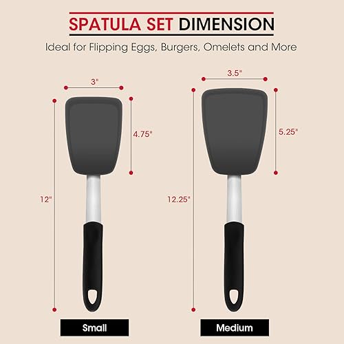Miniatura 7 de Unicook Espátula de silicona flexible, 2 unidades, espátula resistente al calor de 600 F para utensilios de cocina antiadherentes, utensilios de