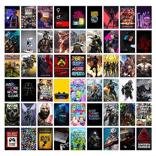 CodersParadise Pack of 54 Gaming Aesthetic Wall Collage Kit Posters – 4 x 6 Inches Posters for Wall Decoration – Glue Dots Included-Cardstock CodersParadise Pack of 54 Gaming Aesthetic Wall Collage Kit Posters – 4 x 6 Inches Posters for Wall Decoration – Glue Dots Included-Cardstock