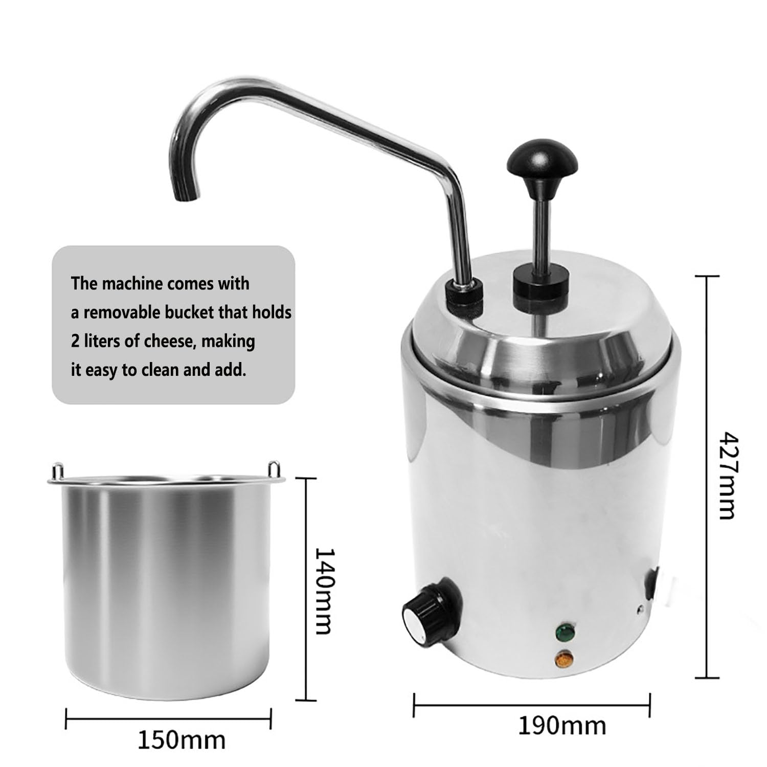 Máquina de templado de queso comercial con puerto de descarga ajustable de 360 grados, calefacción circulante, rango de 30-85 °C para dispensador de chocolate, mantequilla y queso caliente