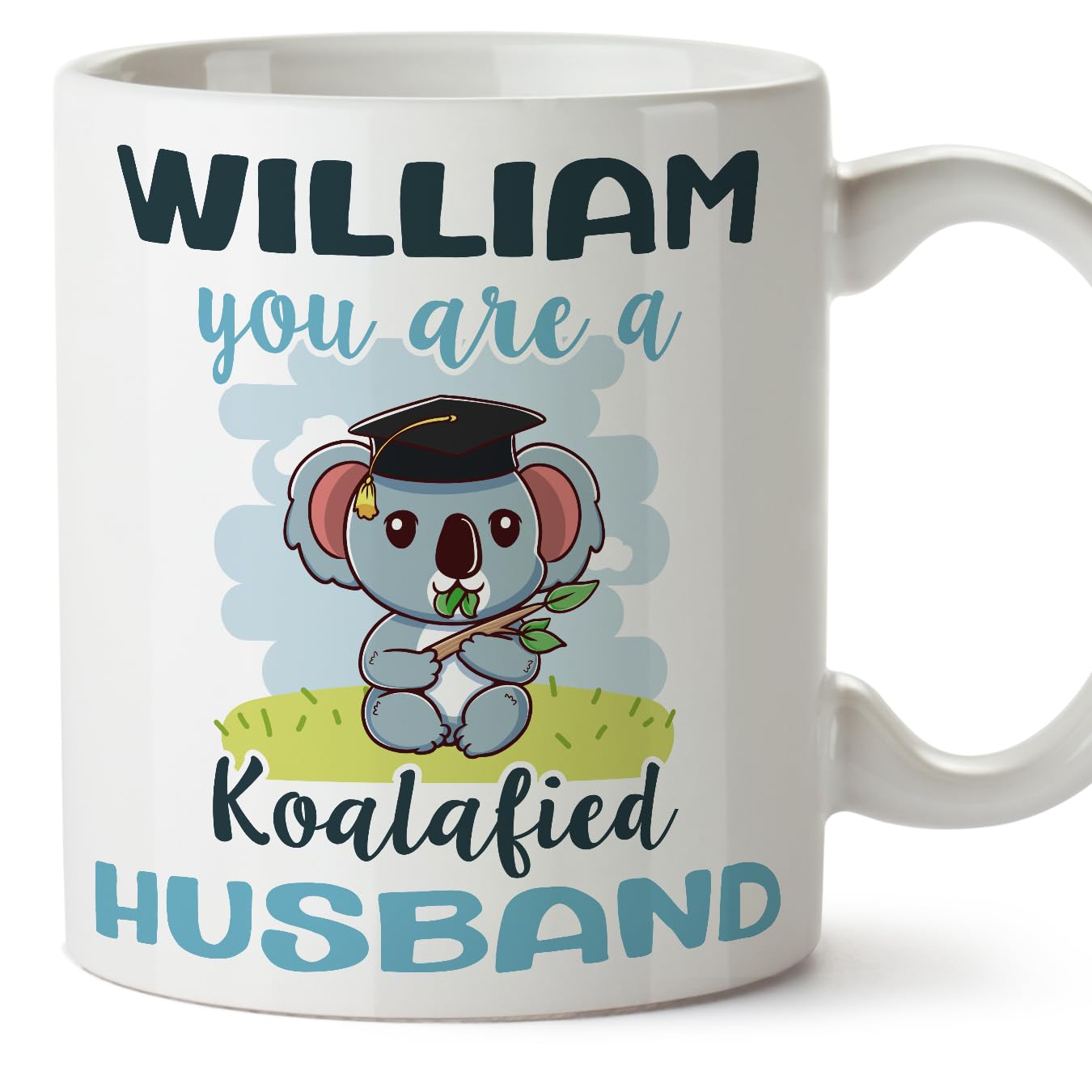 MUGFFINS Personalised Mug for Husband - in English - Custom Koalafied - Funny Custom Gift - Ceramic 11oz Mug