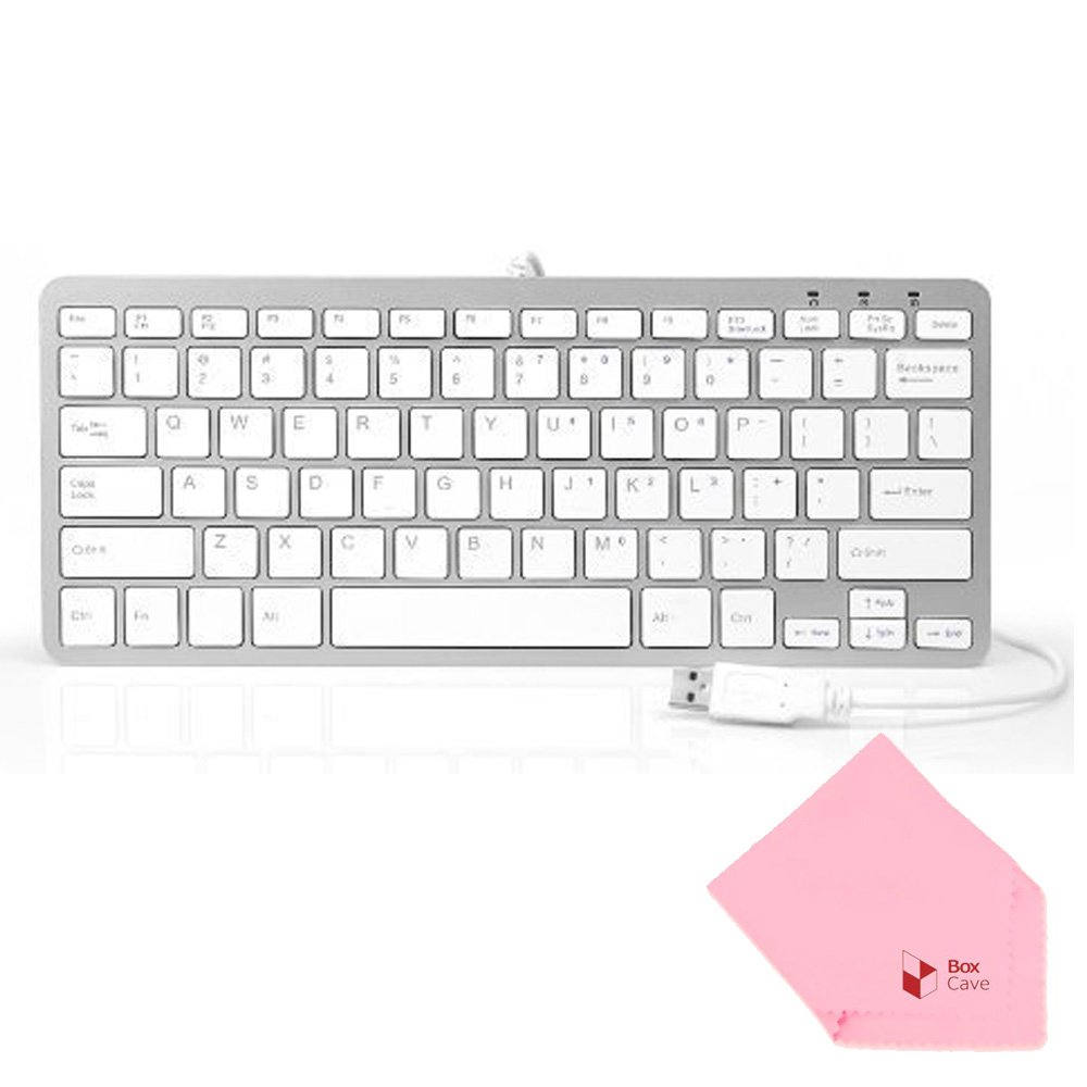 BoxCave78 Key Wired USB Mini Slim Keyboard for PC, Notebook, Laptop, Netbook, Windows 8 7 XP Vista (White,w/cable)