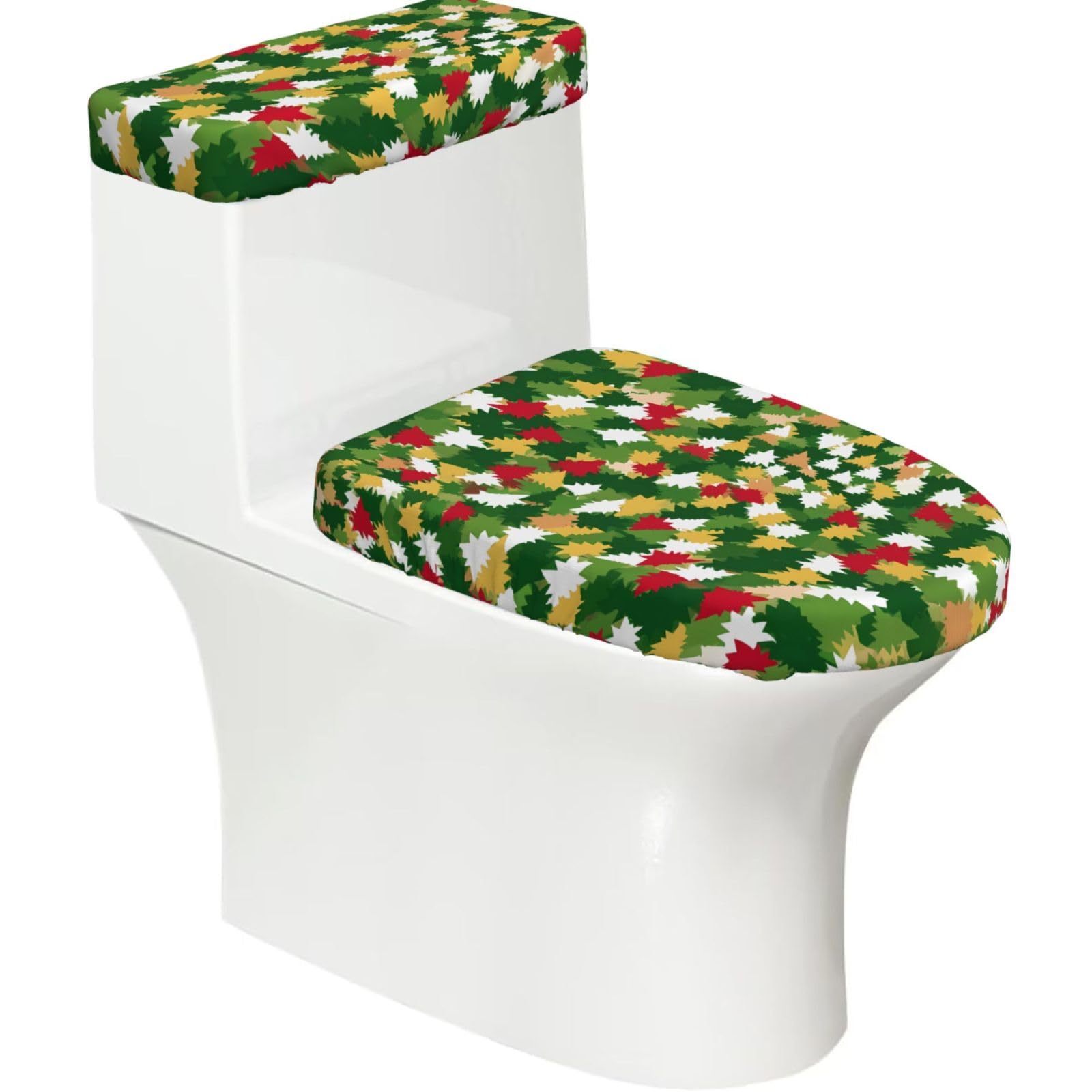 Autumn Leaves Puzzle 2-Piece Toilet Seat Cover Set with Tank Lid, Elastic Fit for U-Shape & Elongated Toilets, Bathroom Decor, Housewarming Gift