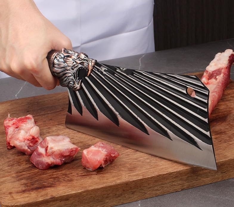 Meat Cleaver,Cleaver Knife 8 Inch Japanese Chef's Knife Kitchen Cooking Knives Handmade High Carbon Steel Meat Fish Fruit Vegetables Cutter Chopping Knife