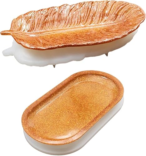 Miniatura 9 de AMZTOART 1 bandeja de resina para fabricar moldes de silicona con forma de plumas, moldes de resina epoxi, soportes para anillos (M0007)