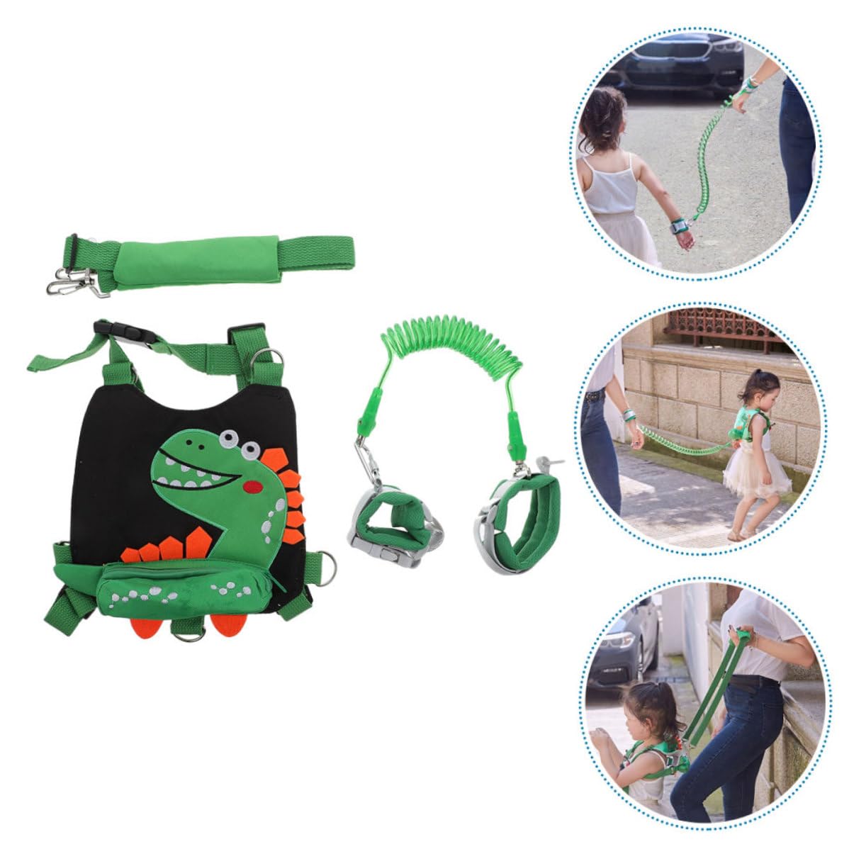 1 Set Dinosaur Pattern Leash Harness with Walking Rope Lightweight and Breathable Wrist Strap for Outdoor Activities and Safety