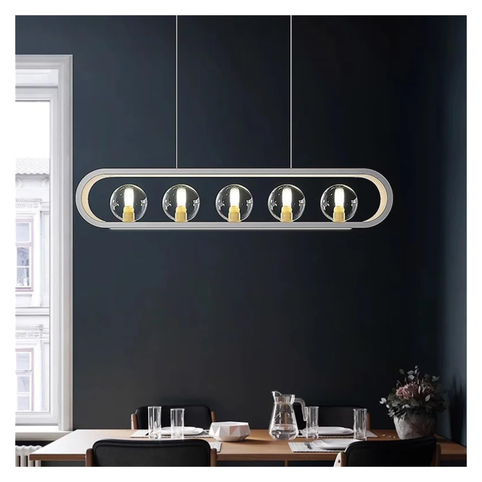 Éclairage intérieur moderne : lustre suspension blanc 5 têtes pour éliminer les zones d'ombre